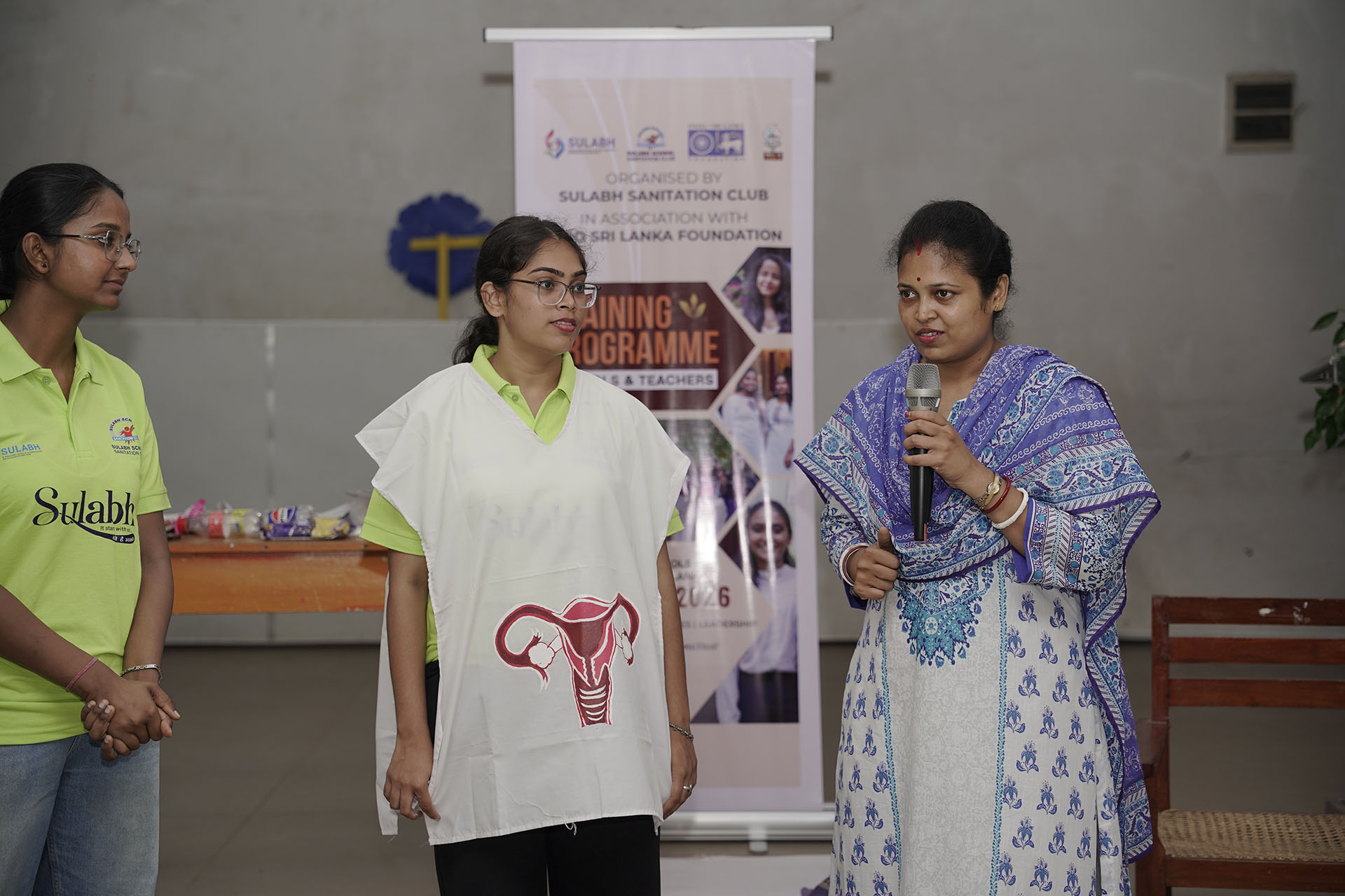 Trainers leading a menstrual hygiene management session at the Sulabh Sanitation Club workshop in Sri Lanka